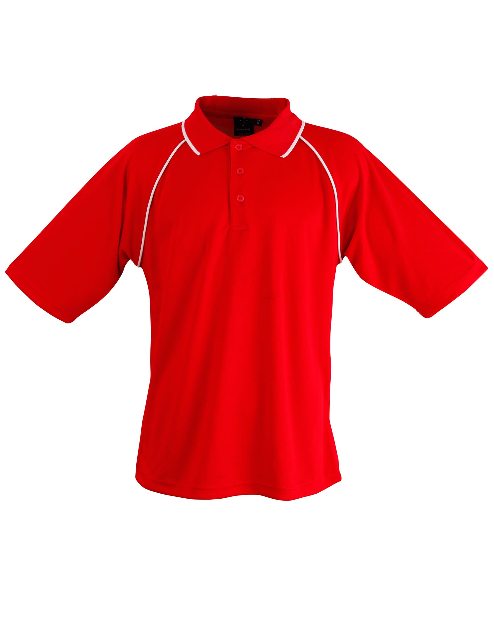 Custom Men's (Red, White) Champion Raglan Polo Shirts back side Online Perth Australia