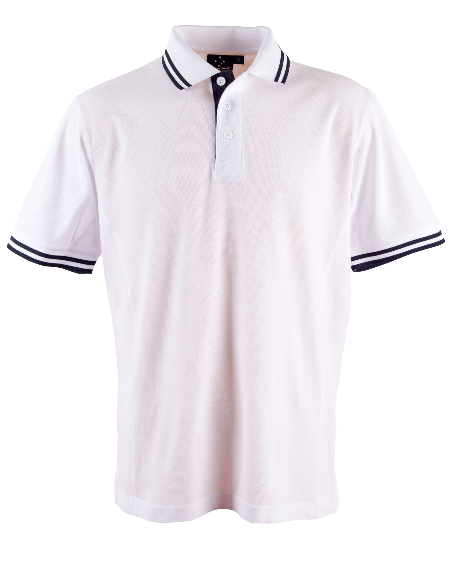 Custom Mens White Navy Grace Pique Polo Shirt backside Online Perth Australia