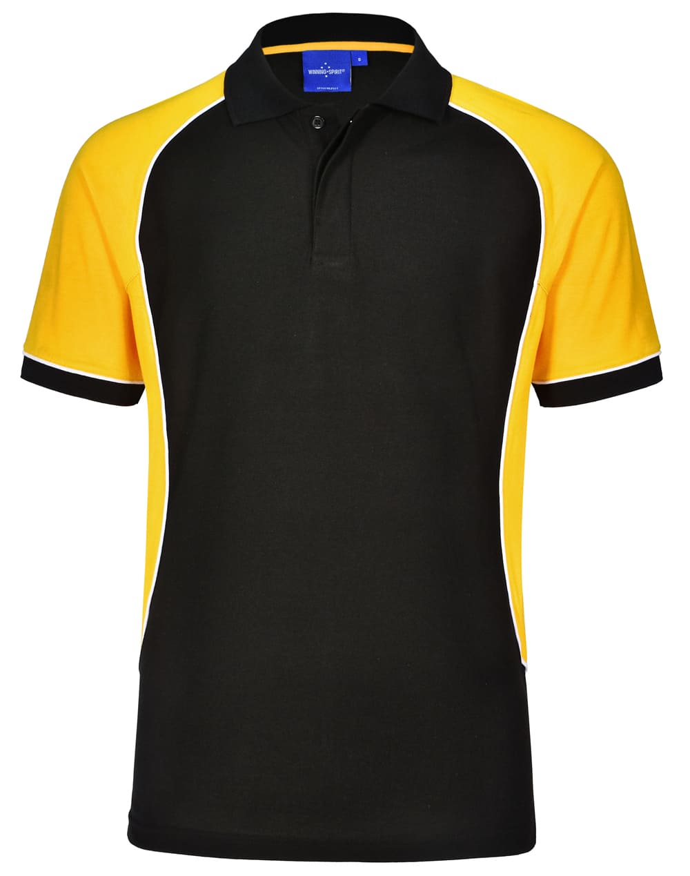 Custom Printed Mens Arena (Black, White, Green) Tri-Color Polo T-Shirts Online Australia