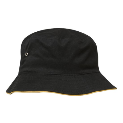 Custom Sports Twill Bucket Hat Black Gold Online Australia