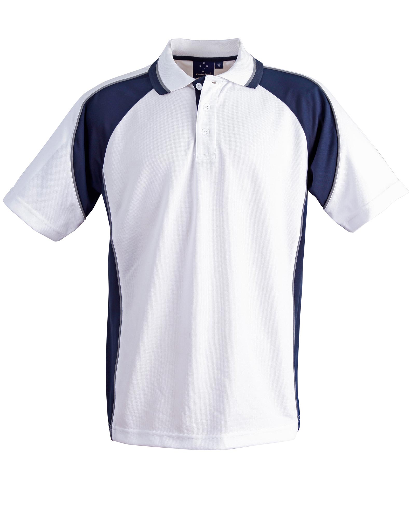 Custom (White Navy) Mascot Sublimated Polo Shirts Online Perth Australia