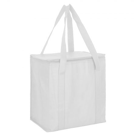 Custom (White) Non-Woven Cooler Bag with Zipped Lid Online Perth Australia
