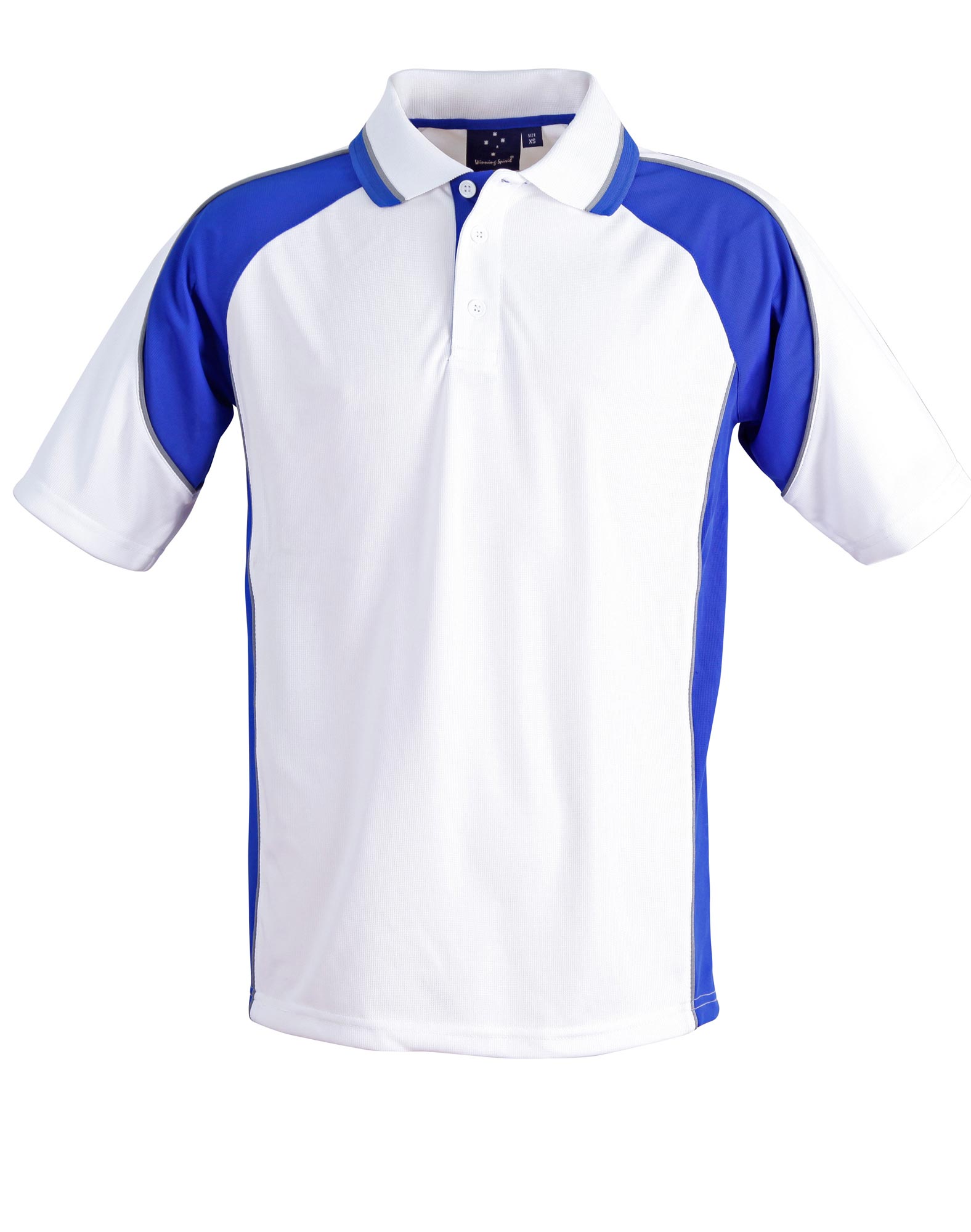 Custom (White Royal) Mascot Sublimated Polo Shirts Online Perth Australia
