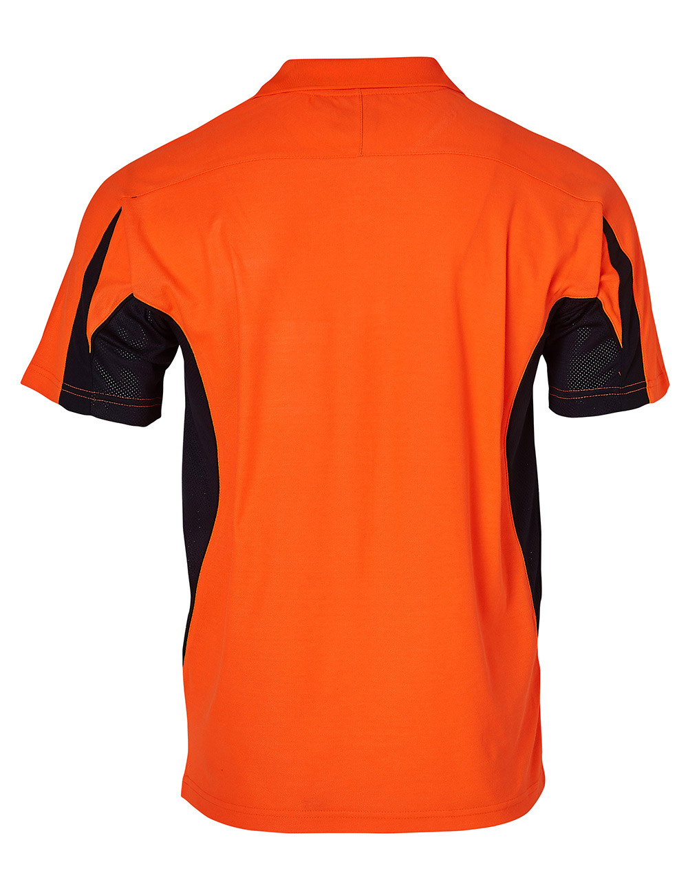 Customized (Orange Navy) Hi Vis Fashion Unisex Mens Safety Polos backside Online Perth Australia