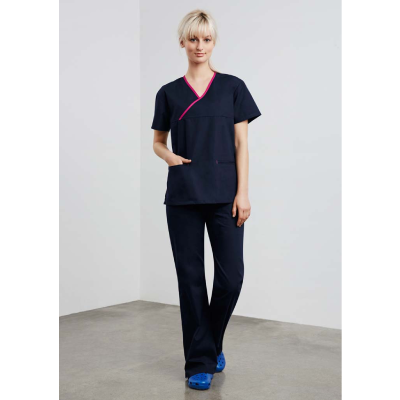 Ladies Contrast Crossover Scrubs Top and Medical Scrubs Online in Perth