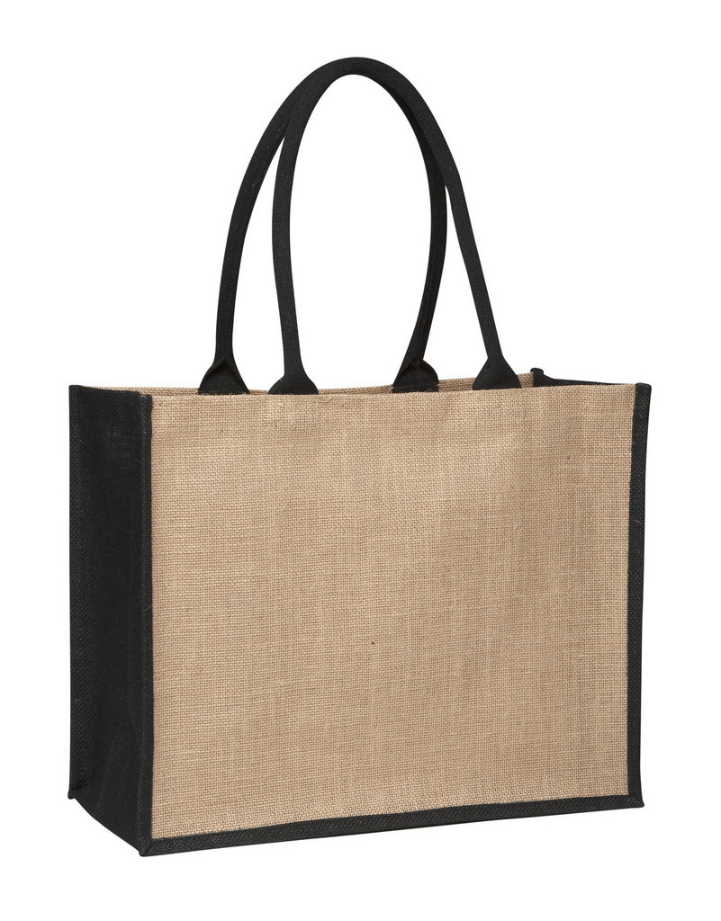 Promotional Laminated Jute Supermarket Bag with Brown Handles and Gussets in Australia