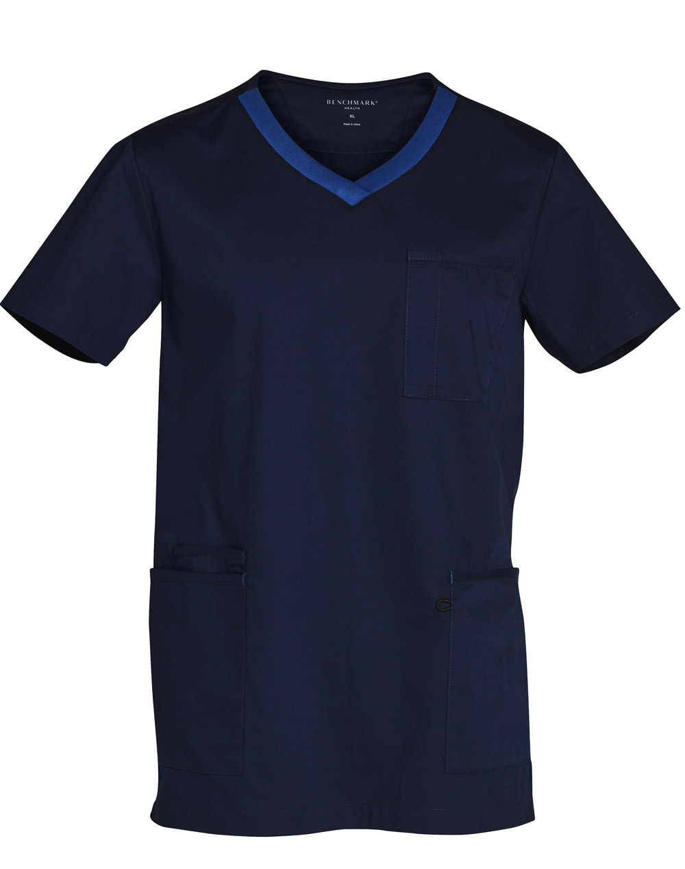 Order Navy-Royal Mens v-Neck Contrast Trim Scrub Tops in Perth