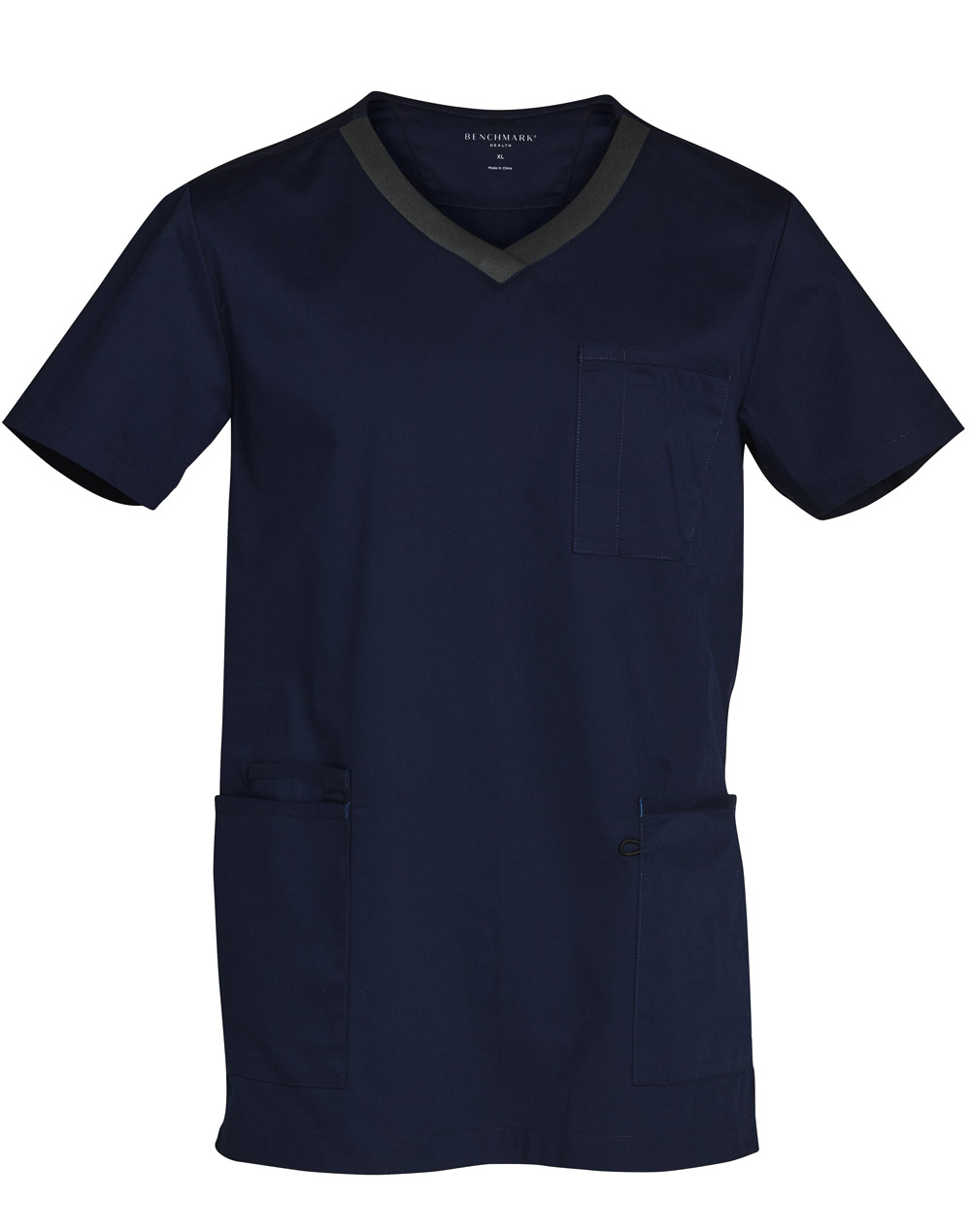 Order Online Navy-Charcoal Mens v-Neck Contrast Trim Scrub Tops in Perth