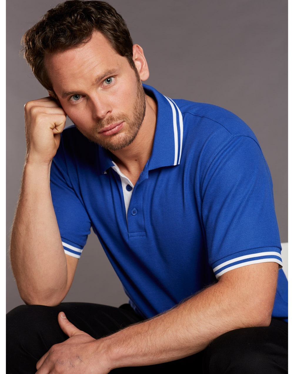 Personalized Mens Grace Pique Short Sleeve Polo Shirt Blue Online Perth Australia