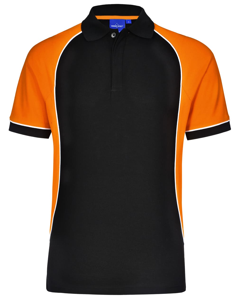 Custom Printed Mens Arena (Black, White, Orange) Tri-Color Polo T-Shirts Online Australia