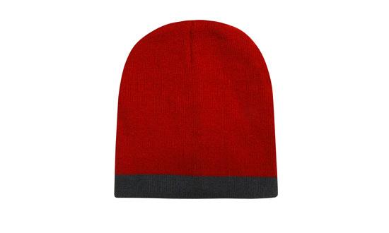 Promotional Corparate Custom Printed Bags Headwears BEANIES Roll Down Two Tone Acrylic Beanie Perth Australia